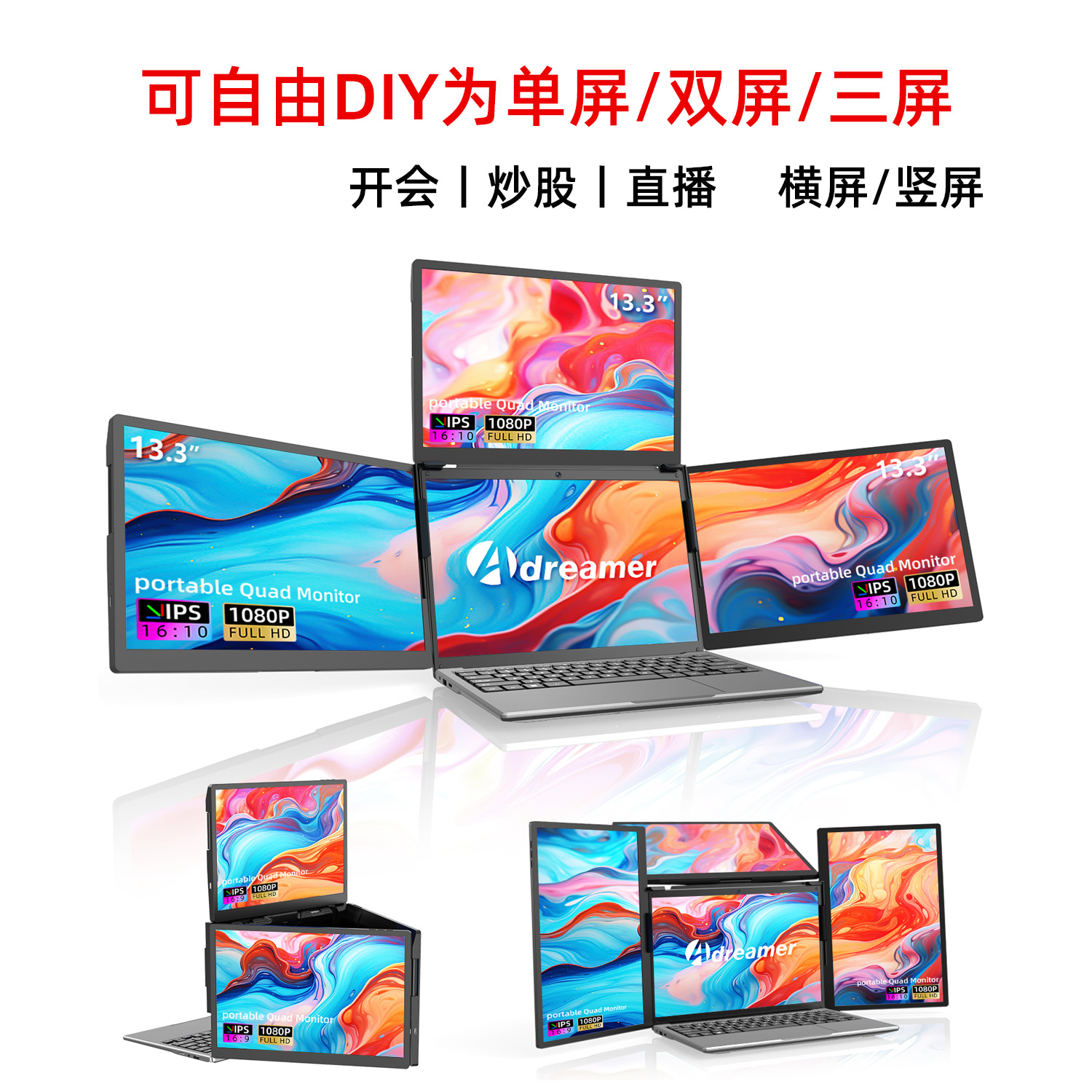 Portable Monitor, Extended Screen, Laptop Secondary Screen, Dual Screen, Triple Screen, Stock Trading, Portable Multi-Screen Office, New Model