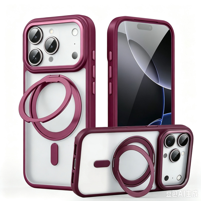 Funda Protectora Transparente Magnética con Soporte Giratorio para Apple 17, iPhone 15 e iPhone 18 Pro Max de TPU
