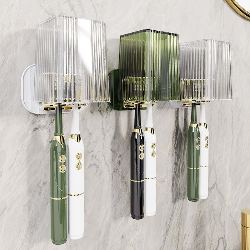 Cepillo de dientes rack montado en la pared baño libre de ponche cepillo de dientes eléctrico de almacenamiento rack Luz de lujo cepillo de dientes enjuague bucal taza traje