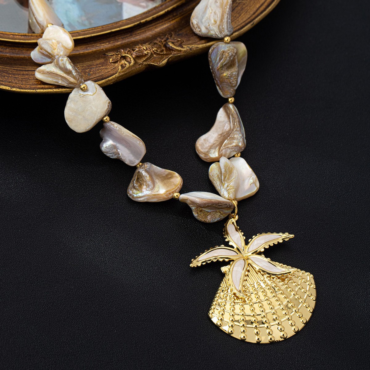 Scallop Starfish Marine Style Alloy Shell Pendant Necklace Wholesale display picture 2