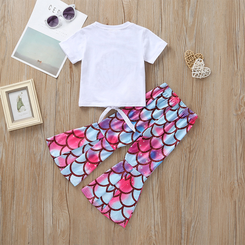 Wholesale Children's Shell Fish Tail Short-sleeved T-shirt Flared Pants Two-piece Nihaojewelry display picture 2