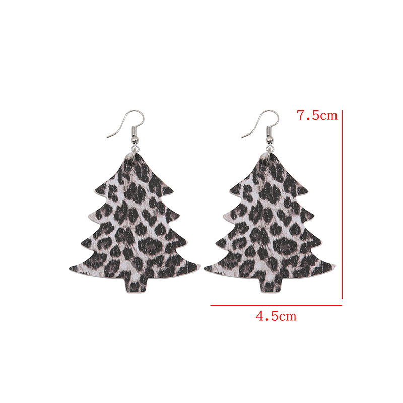 Santa Christmas Tree Leopard Double-sided Printed Leather Earrings Wholesale Nihaojewelry display picture 1
