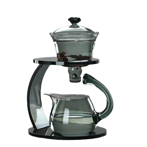 High borosilicate glass transparent black tea set for home use, magnetic suction office brewing teapot lazy tea brewing device function