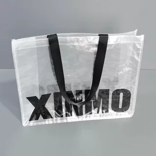 批发PP透明编织袋大容量简约字母印花logo购物环保手提包装袋定制
