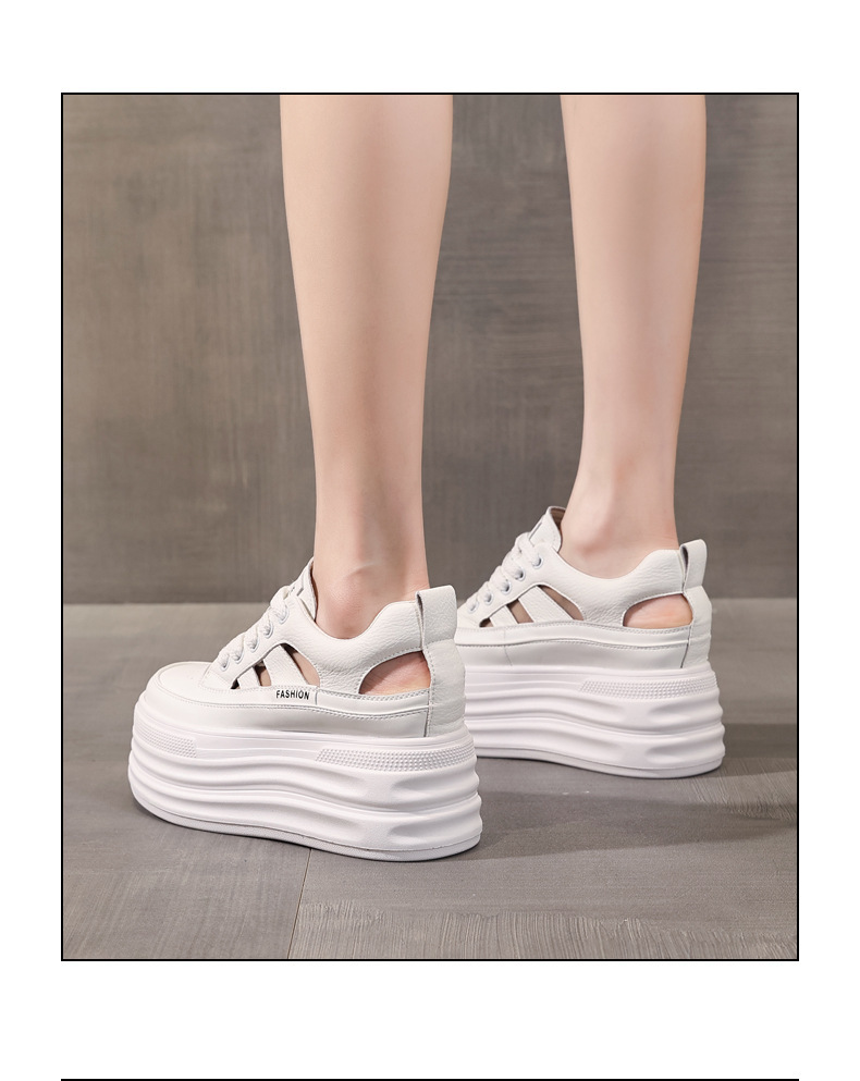 Giày sneaker nữ đế dày tăng chiều cao, phong cách thể thao — màu trắng chi tiết 15