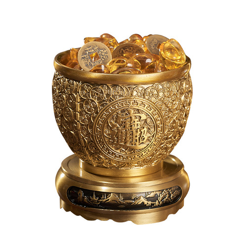 Money cylinder brass rice cylinder cornucopia office brass products treasure cylinder decoration crafts ornaments