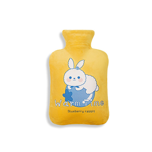New PVC water injection hot bag, thick portable cartoon warm hand warmer plush cover cute anti-explosion hot water bag wholesale