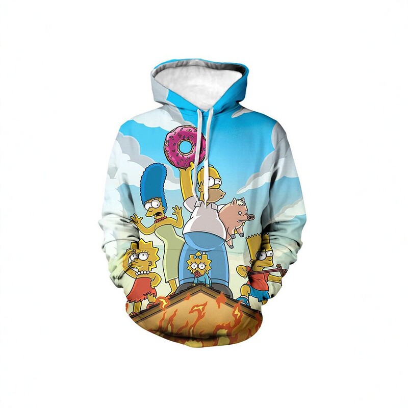 3D Digital Print Simpson Family Hooded Sweatshirt for Men, Cartoon Anime Pattern, Loose Casual Jacket for Spring and Autumn 3D Digital Print Simpson Family Hooded Sweatshirt for Men, Cartoon Anime Pattern, Loose Casual Jacket for Spring and Autumn