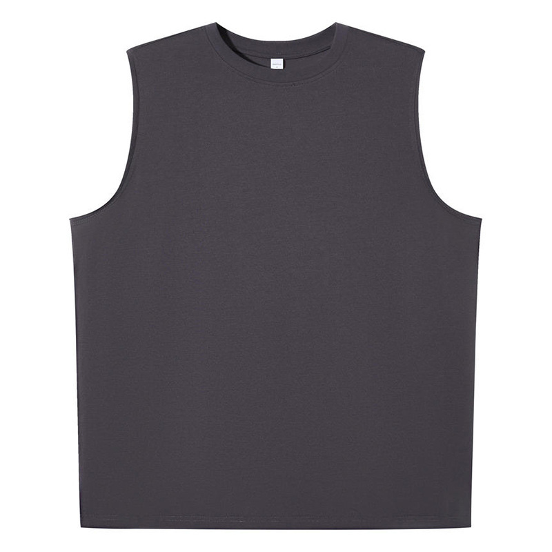 32s hilo doble 245g algodón marca de moda chaleco suelto color sólido casual sin mangas camiseta nacional moda logotipo impreso bordado