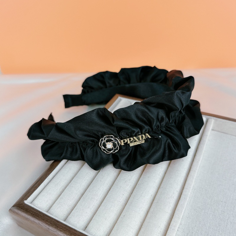 Alta cráneo superior negro plisado diadema horquilla de las mujeres lavado facial banda de pelo borde ancho versátil 2023 Internet celebridad nueva diadema