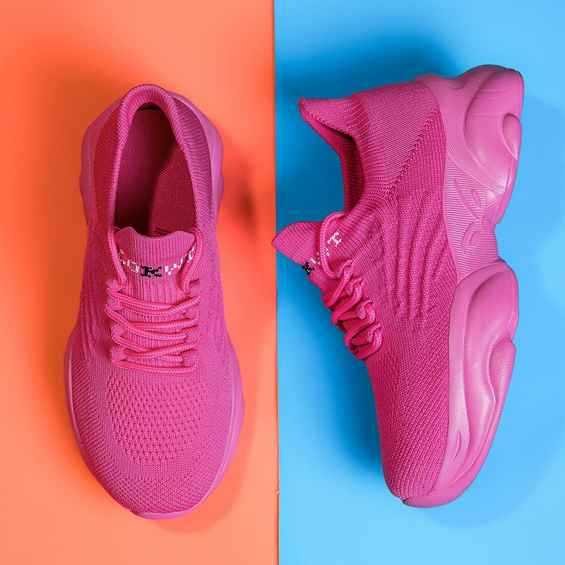 Летающие вязаные эластичные носки приливная обувь летняя воздухопроницаемая сетка против запаха повседневная спортивная обувь мягкая подошва пара кроссовок на толстой подошве