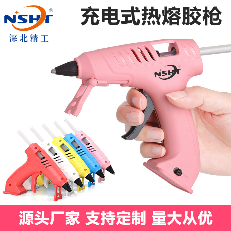 Pistola de pegamento termofusible con batería de litio, fabricante transfronterizo TEMU/Amazon/TT, pistola de pegamento al por mayor para manualidades caseras y bricolaje