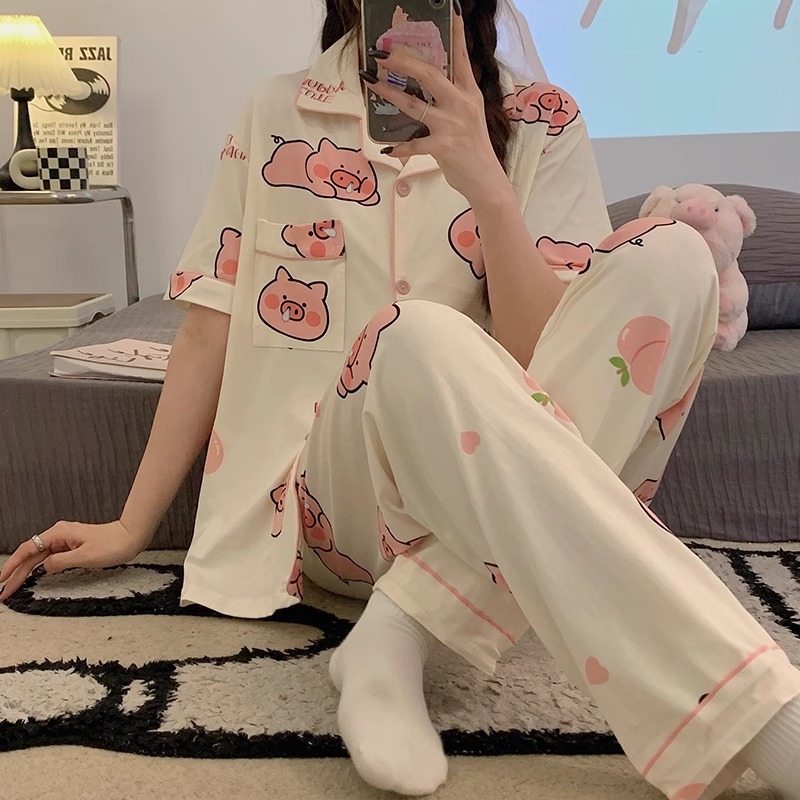 D.M-123 Short-long peach pig cardigan