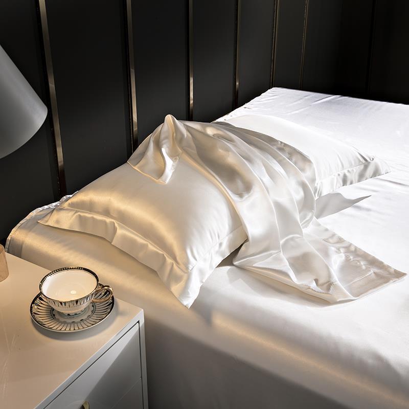 真絲枕巾外貿清倉夏季色冰絲枕套美容天絲枕頭套壹對單人桑蠶絲