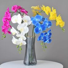 9头蝴蝶兰仿真花高级感逼真假花婚庆场地布置家居装饰绢布人造花