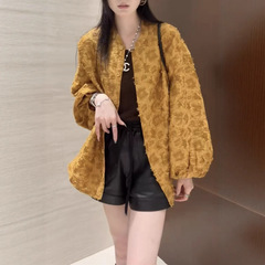 南油批发女装2025秋冬新款复古人丝剪花宽松休闲版新款上衣外套女