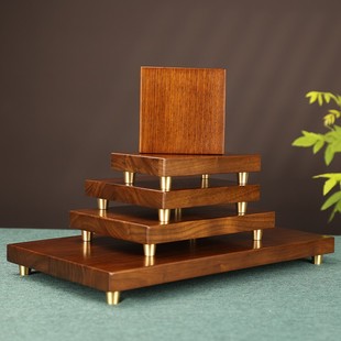 New Product Black Walnut Pure Solid Wood Base Vase Buddha Statue Stone Ornaments Product Rack Crafts New