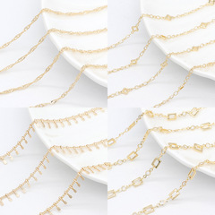 Copper plated 14k gold chain bracelet necklace accessories semi-finished chain zircon chain water wave chain DIY handmade materials