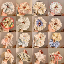 法式慵懒风大肠发圈女白色蕾丝头花发饰韩系超大号头绳高级感发绳