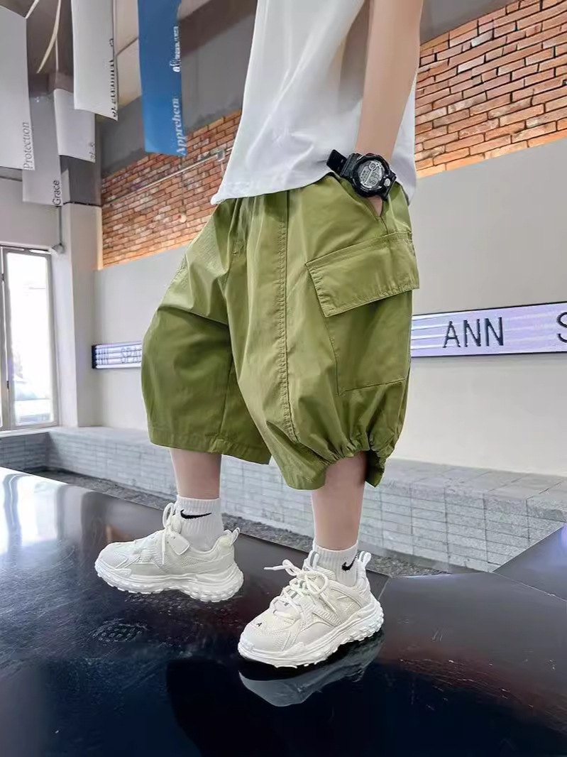 Boys' Shorts Summer Workwear Pants Breathable Thin 2024 New Arrival Western Style Children's Pants Summer Casual Wide Leg Pants