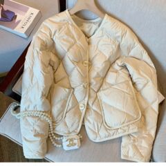 小香风轻薄棉衣棉服女2025秋冬新款小个子设计感爆款菱格外套