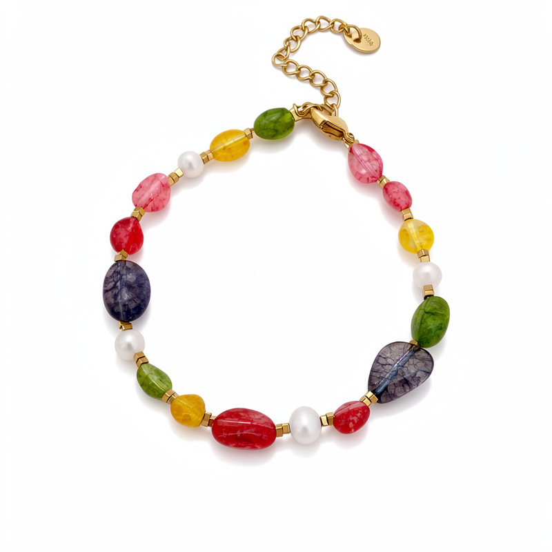 Collar de perlas de piedra de colores lujo ligero nicho de alta calidad collar de perlas temperamento de vacaciones accesorios dulces set de joyas