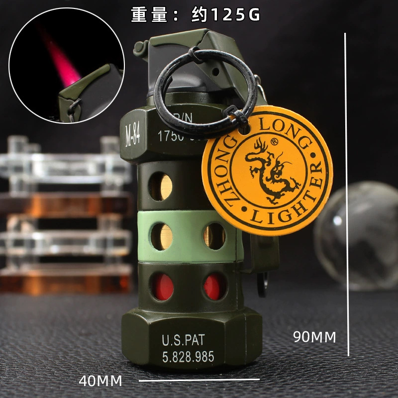 Zhonglong creativo inflable directo encendedor a prueba de viento llama roja adornos personales tabaco de metal al aire libre al por mayor