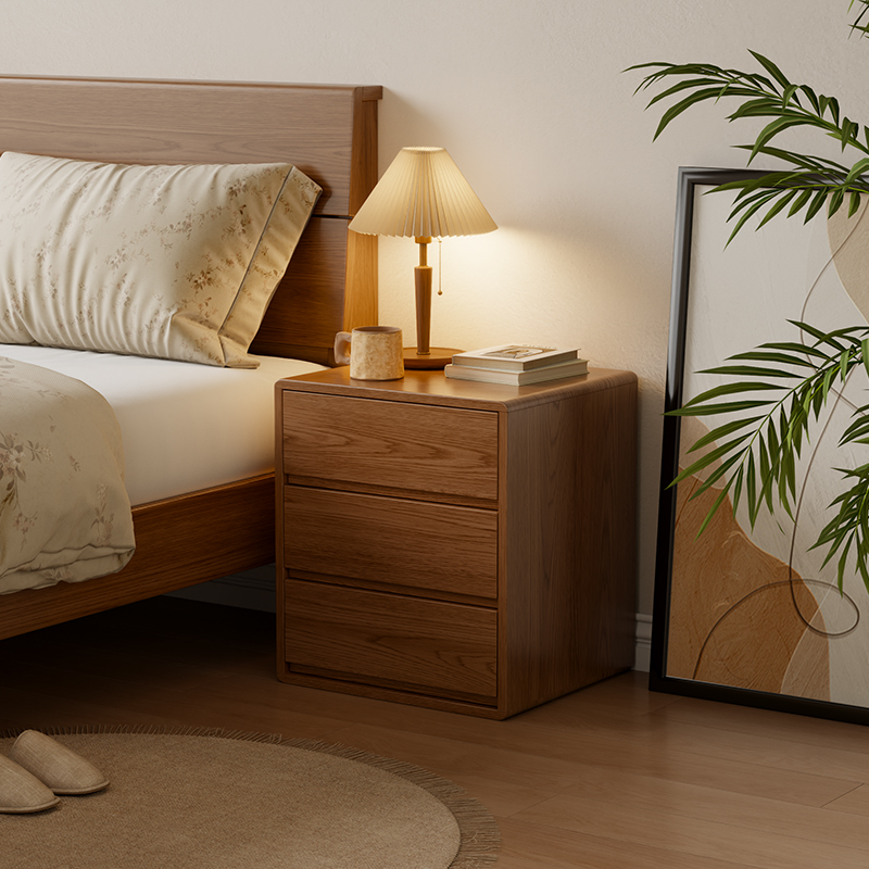 床头柜子实木落地床头简约卧室纳家用床边台灯置物小型储物床头柜