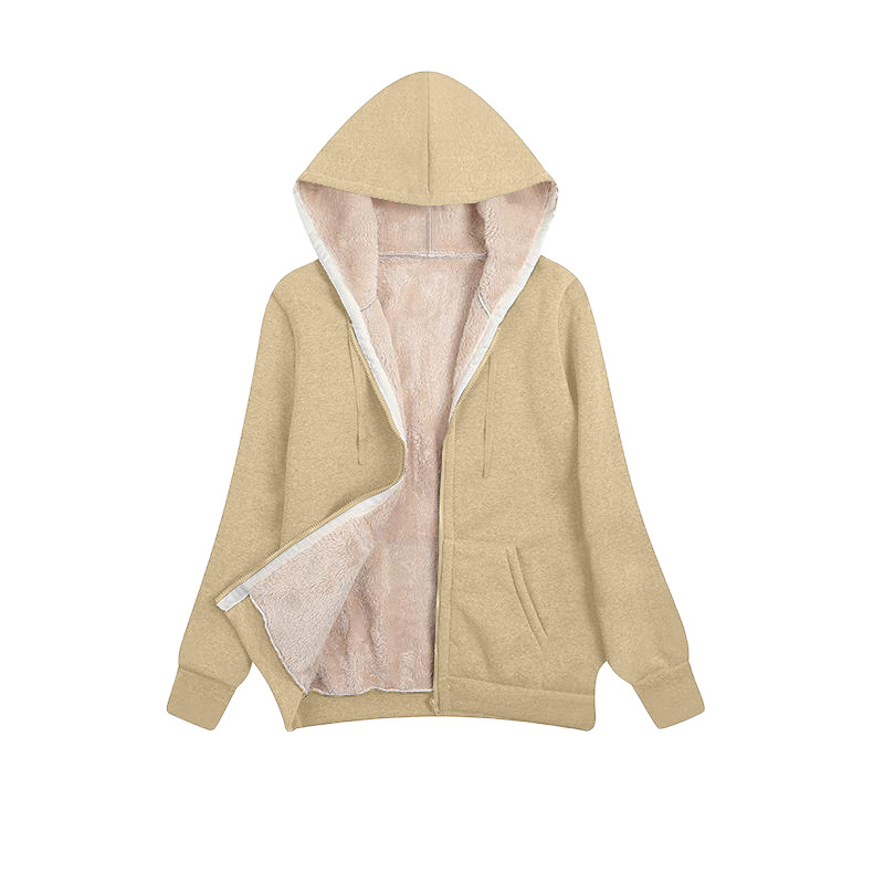 Damen Plüsch Strickjacke Mit Kapuze Winter Kapuzenpullover Jacke_voghion.com