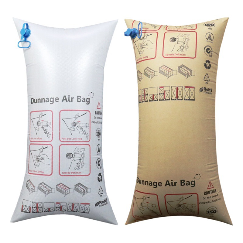 70*180 Container Inflatable Bag Kraft Paper Small Air Valve Level1 Container Gap Buffer Shock Absorption Airbag Green