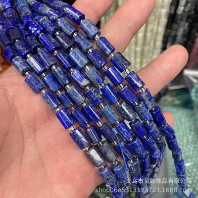 Zərgərlik ara hissələri – cut round tube beads loose - 11lapis-lazuli-8x11mm-pillar-beads-approx-15-beads-per-strand-short-style