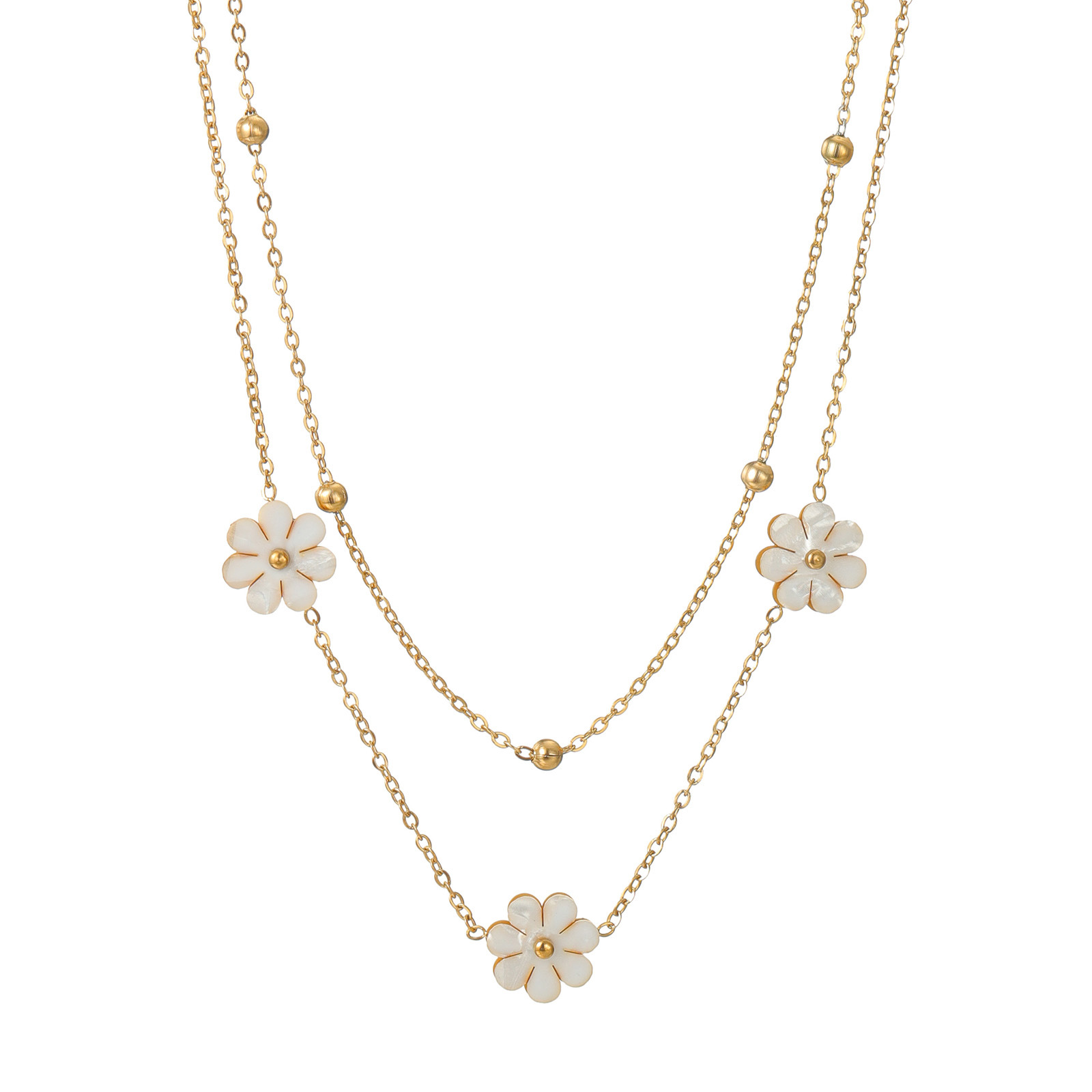 19g Weight Titanium Steel Pendant Material Necklace Classification Titanium Steel Chain Material cable chain Chain Type 1 Piece Quantity Daily Occasion Titanium Steel Material Flower Pattern Women's Gender Sweet Style Wholesale Jewelry Sweet Flower Titanium Steel Necklace 15