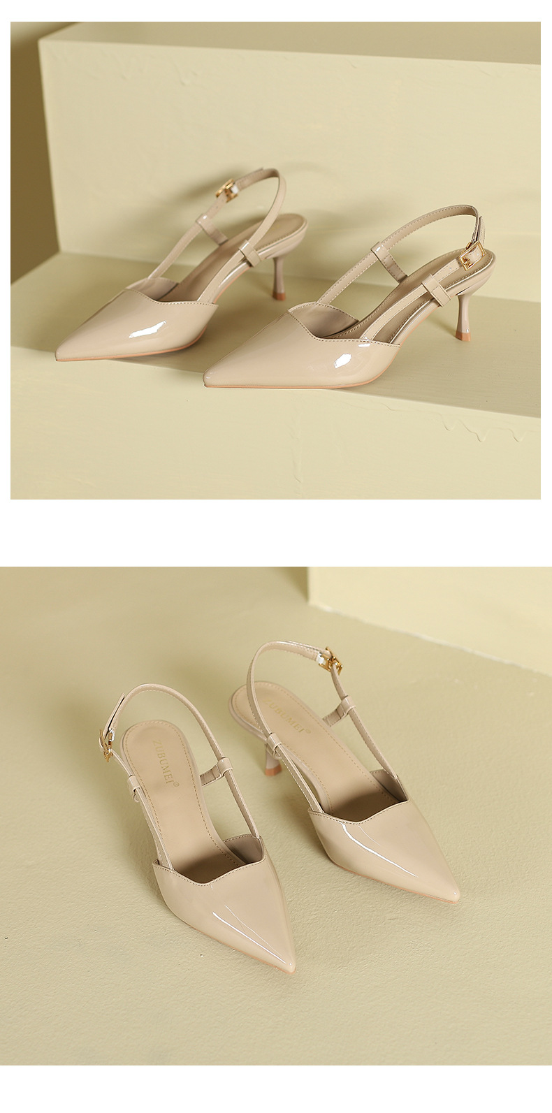 Giày sandal nữ hở mũi mũi nhọn gót nhọn cao thiết kế độc đáo — Màu đen chi tiết 10