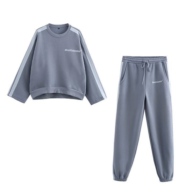 2025 Spring New American Retro Style Loose All-match Long-sleeved Sweatshirt with Printed Pattern Sweatshirt Jogging Pants