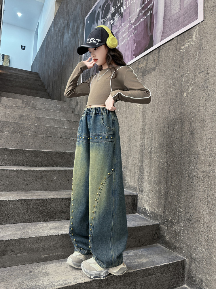 Spot 25008 Retro Pearl Jeans New Children's Miscellaneous European And American Jeans_voghion.com