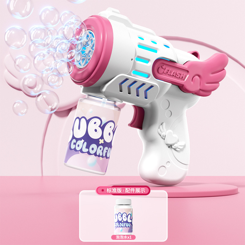 Máquina de burbujas más vendida, automática, pequeña pistola de acero, Gatling, pistola de burbujas, venta al por mayor de fábrica para mercados nocturnos/puestos, para soplar burbujas