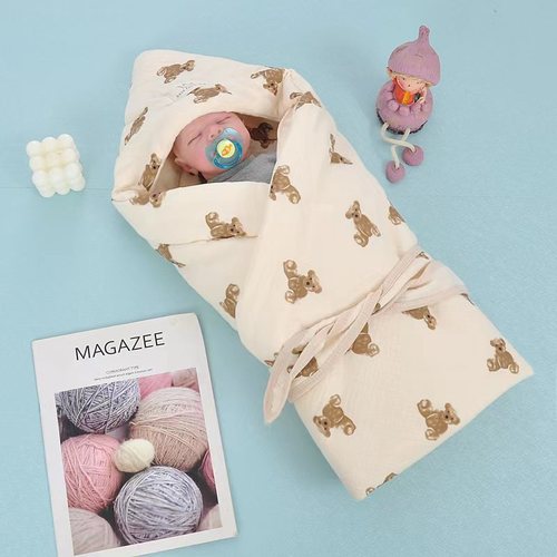 Autumn/Winter Newborn Baby Thick Blanket Baby Swaddle Blanket Zongbu Print Newborn Small Cotton Blanket