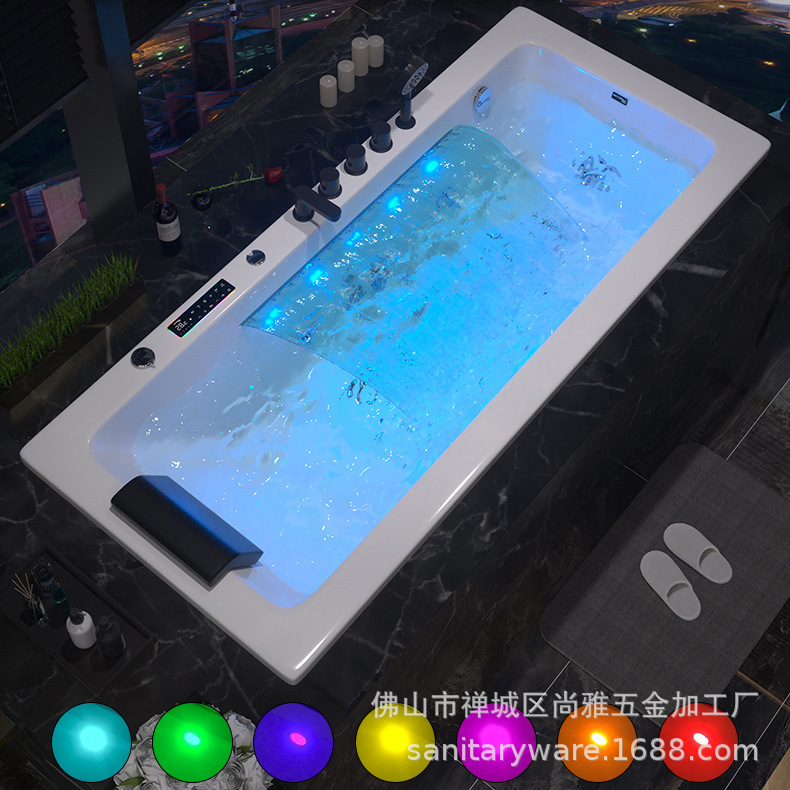 Embedded Bathtub, Hardcover B&B, Surfing Massage, Constant Temperature Heated Bathtub, Colorful Light Bubble Romantic Bathtub