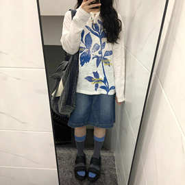 美式复古长袖t恤女休闲新款春秋季宽松慵懒风显瘦罩衫半袖上衣潮