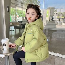 女童棉服2023冬季新款儿童连帽羽绒棉袄宝宝时髦防风加厚保暖外套
