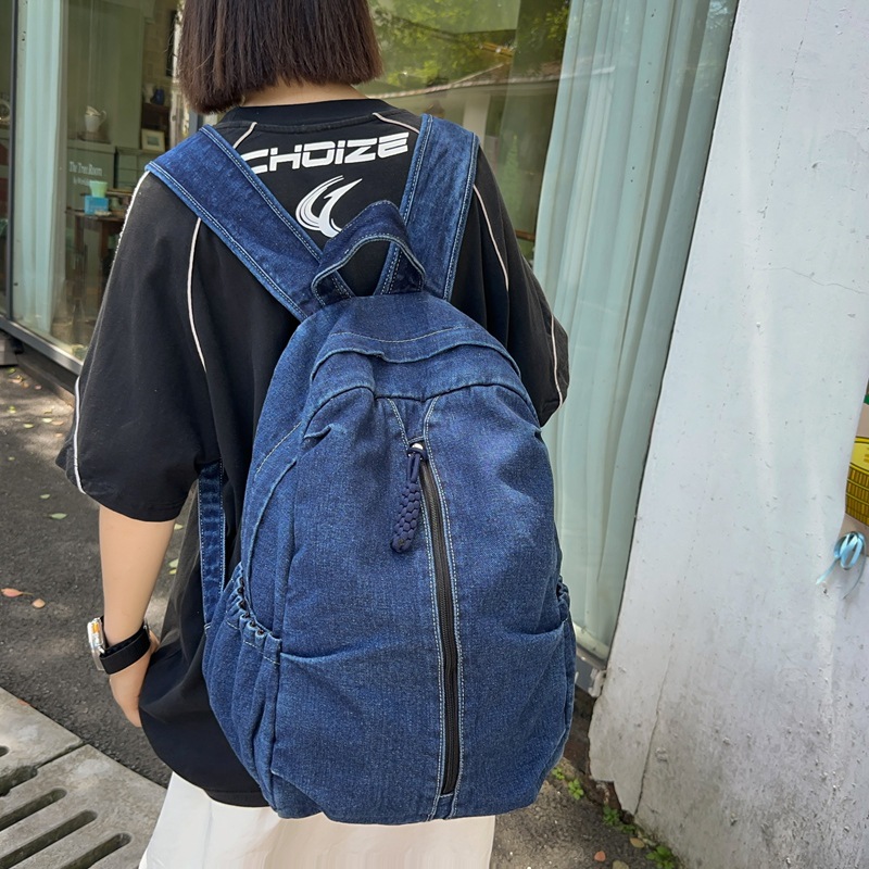 Mochila de mezclilla de gran capacidad para hombres, estudiantes universitarios de secundaria coreanos, mochila simple, mochila para computadora femenina al por mayor
