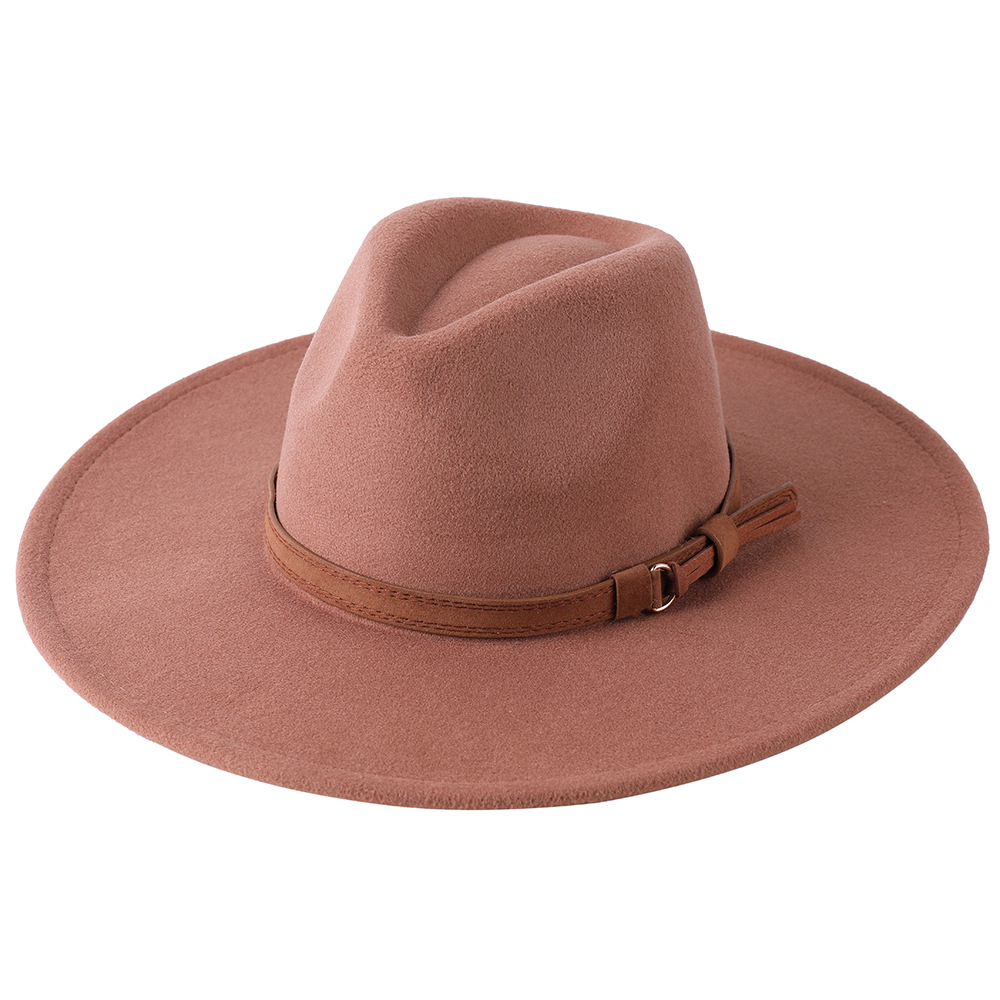 Sombrero de fieltro de ala ancha europeo-americano, sombrero de copa de lana con ala de 9 cm, sombrero de jazz unisex de otoño/invierno.
