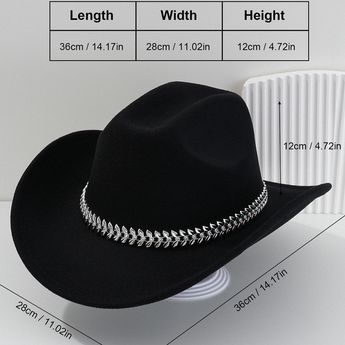 Panama French Cowboy Hat 3D Leaf Rhinestone Belt Accessory For Bonfire Parties Men And Women Top Hat_voghion.com