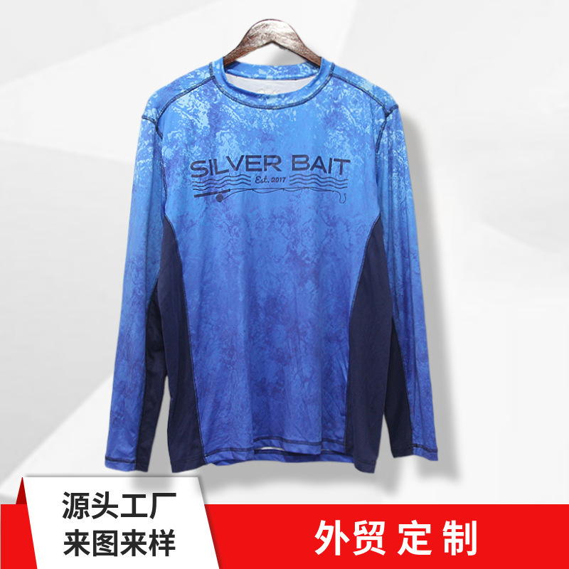 Foreign trade men's digital printing T-shirt custom outdoor long sleeve quick-drying fishing suit sublimation full print sports shirt custom