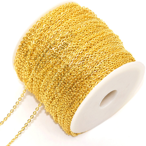 Multi-color flat-pressed cross chain metal chain O-shaped flattened tassel loose chain handmade necklace bracelet DIY jewelry accessories