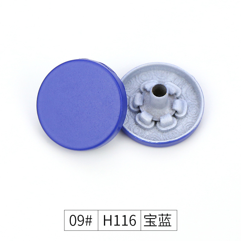 Hebilla de metal de cuatro piezas Botón de panel plano de color chaqueta acolchada de algodón hebilla de superficie de pintura hebilla de cuatro piezas de aleación