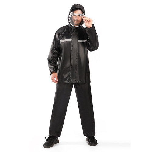 Oxford waterproof raincoat set for adults: separate labor protection outdoor cycling reflective split raincoat and pants