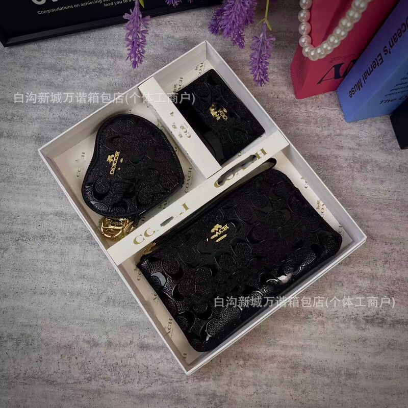 蔻家跨境女包三件套带盒百搭印花斜挎包钱包卡包套装欧美个性小包|undefined