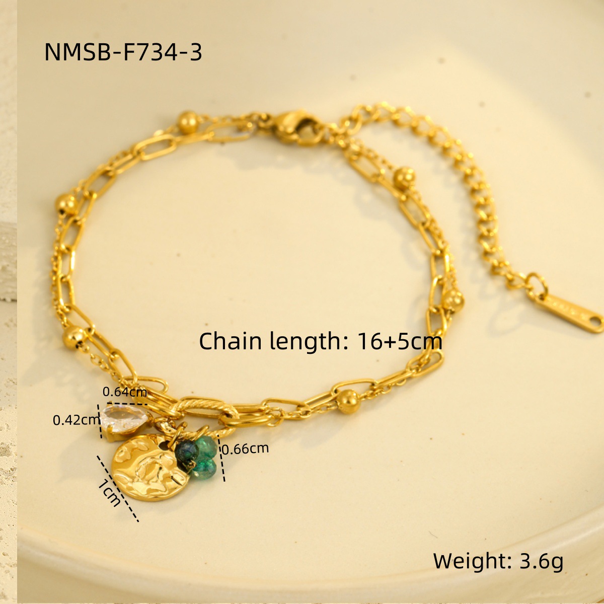 1 Piece Quantity PVD Coated Real Gold Plated Geometric 304 Stainless Steel Casual Elegant Waterproof Non Tarnish 304 Stainless Steel Bracelets