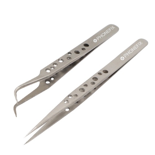 High-precision stainless steel tweezers, elbow tip with heat dissipation hole, mobile phone repair tool, screw clamping tweezers